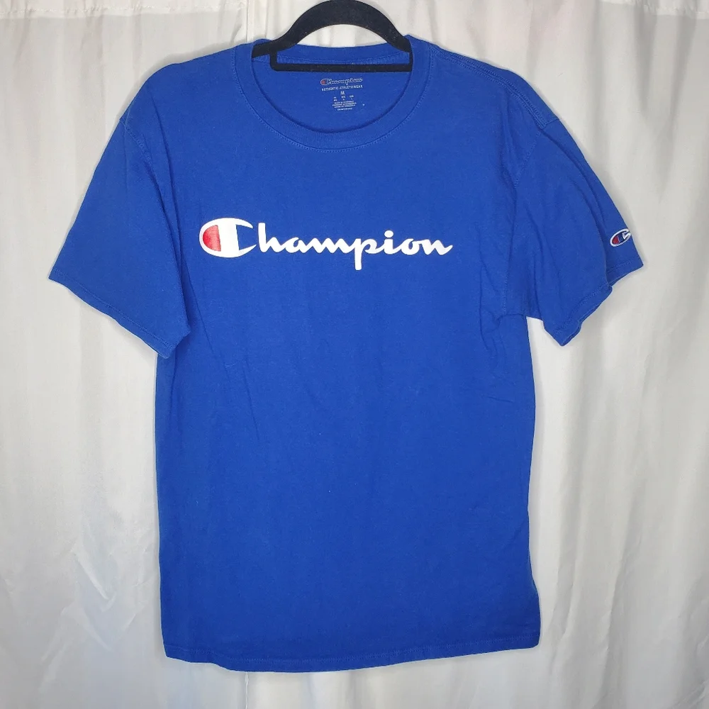 ☆ Champion Center Logo Royal Blue Short Sleeve T-Shirt Size Medium - Picture 6 of 6